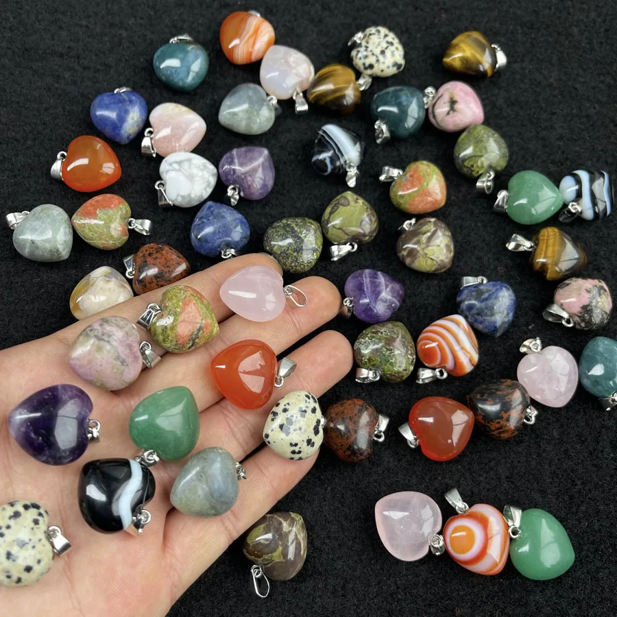 Оптовая продажа подвеска в виде полумесяца с кристаллами каменная форме сердца для изготовления ювелирных изделий