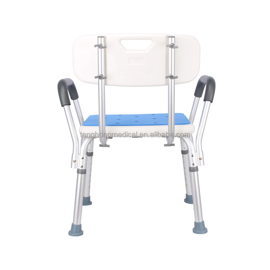 Heavy Duty 300lbload Bearing Lightweight Aluminum Frame Bathroom Shower Safety Seat Bath Chair with Armrests for Seniors