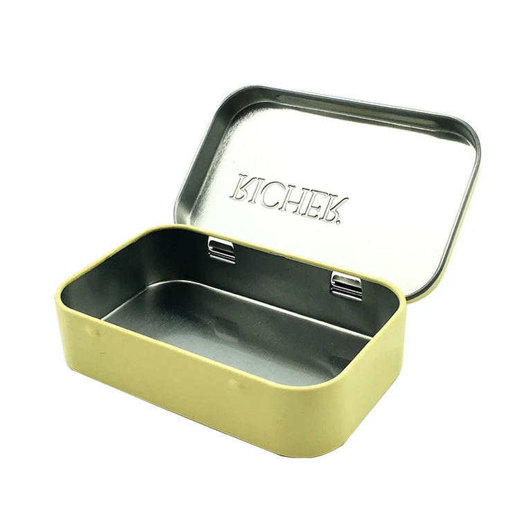 Promotional Rectangular Food Packaging Toy Packing Mint Tin Box Small Mini Hinged Lid Tins