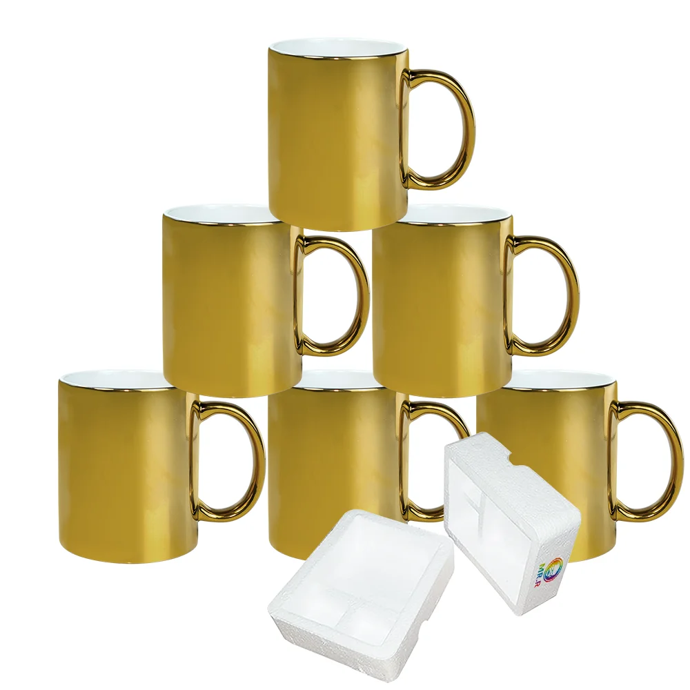 MR.R Wholesale Popular Metallic Red Plated Ceramic Mug Sublimation Coffee Cup Customized for Heat Printing