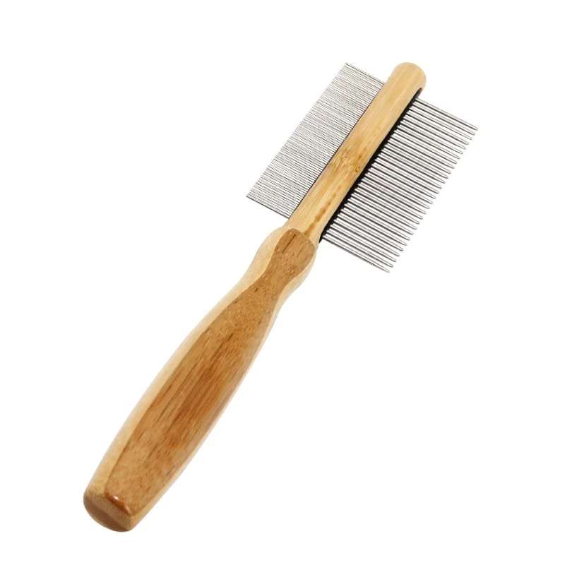 
Factory Wholesale Bamboo Wooden Double Sided Pet Hair Removal Comb Cat Dog Flea Grooming Comb 