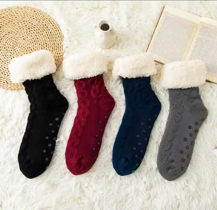 chunky winter plush socks women preppy wool socks