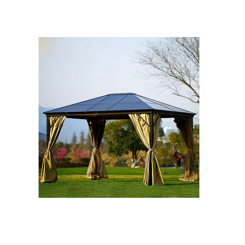 
Garden Morden Gazebo Party Outdoor Galvanized Fabric Roof 4*4M Luxury Aluminium Outdoor Big Gazebo Pavilion Waterproof 