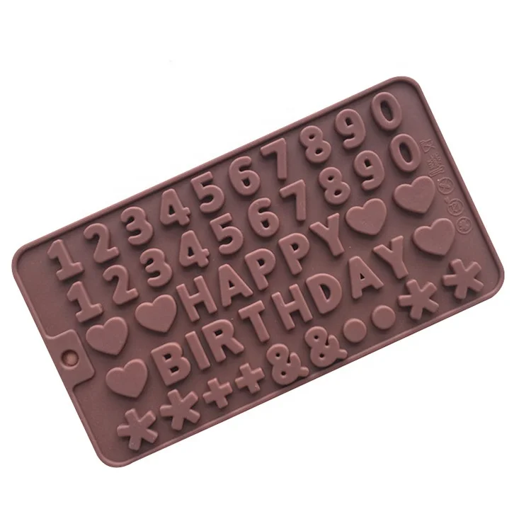 Hot sell Letters +Happy Birthday/Numbers /Symbols Mold Silicone Digital Chocolate cake Mold Decorating tools