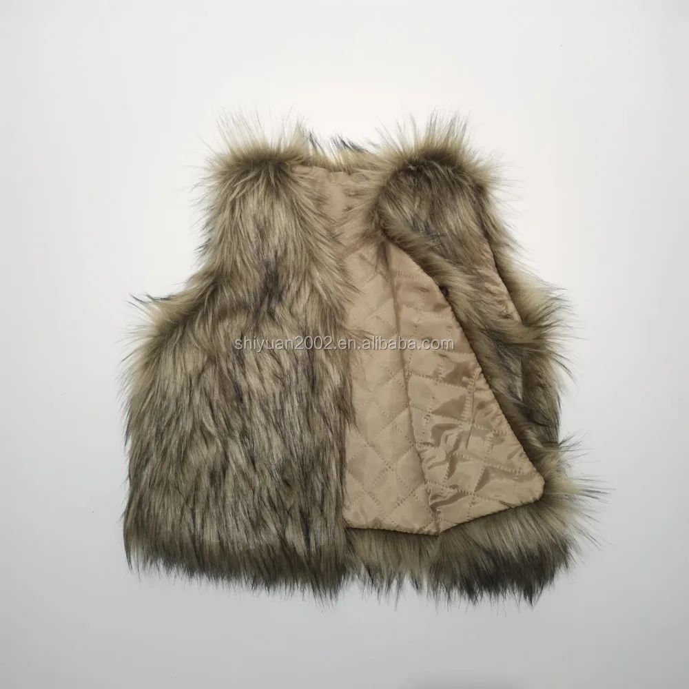 
In Stock Hot Sale Baby Clothes Tan Fur Vest Baby Girls Warm Trendy Faux Waistcoat 