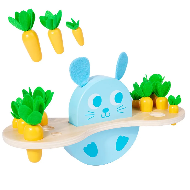 Rabbit Pulling Carrots Shape Matchnig Game For Toddlers Montessori Educational Toys Vegetable and Animal Recognition
