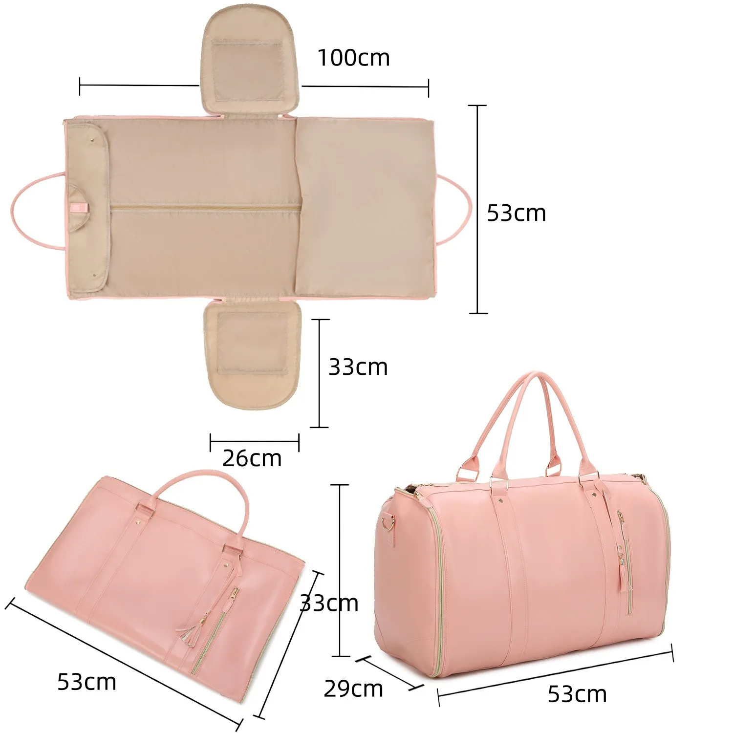 Fashion Pu Leather Garment Bag Waterproof Foldable Suit Bag Large Capacity Business Travel Bag For Man Women