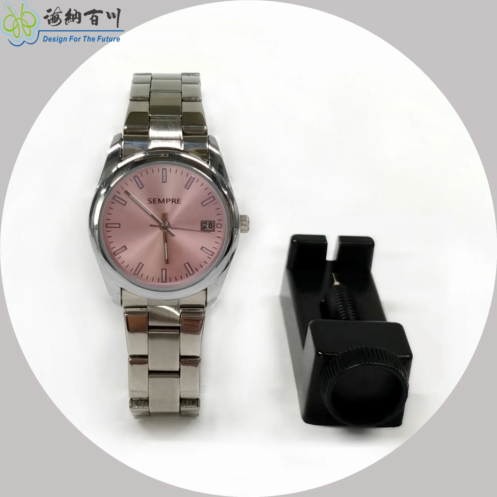 Stainless Steel and Leather Band Business Quartz Watch for Ladies & Men Seiko Movement Waterproof with Glass Dial Window