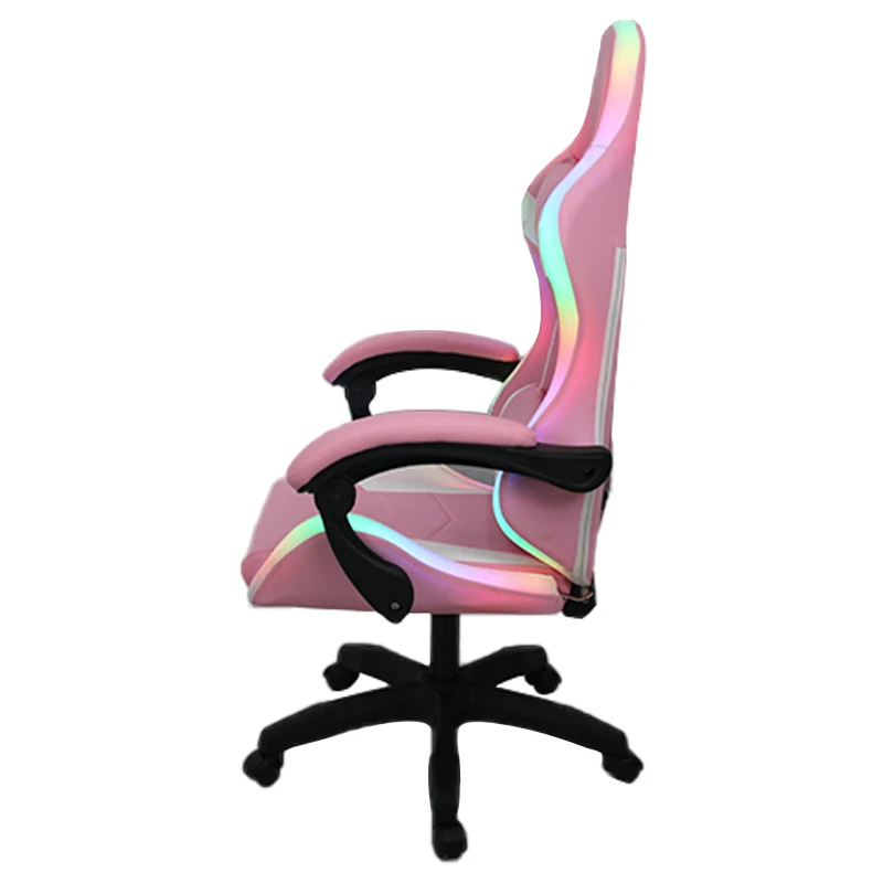 Custom Pink Home Gaming Chair RGB 360 Swivel Silla Gamer  Ergonomic Pu Leather Racing Computer Office Gaming Chair With Lights