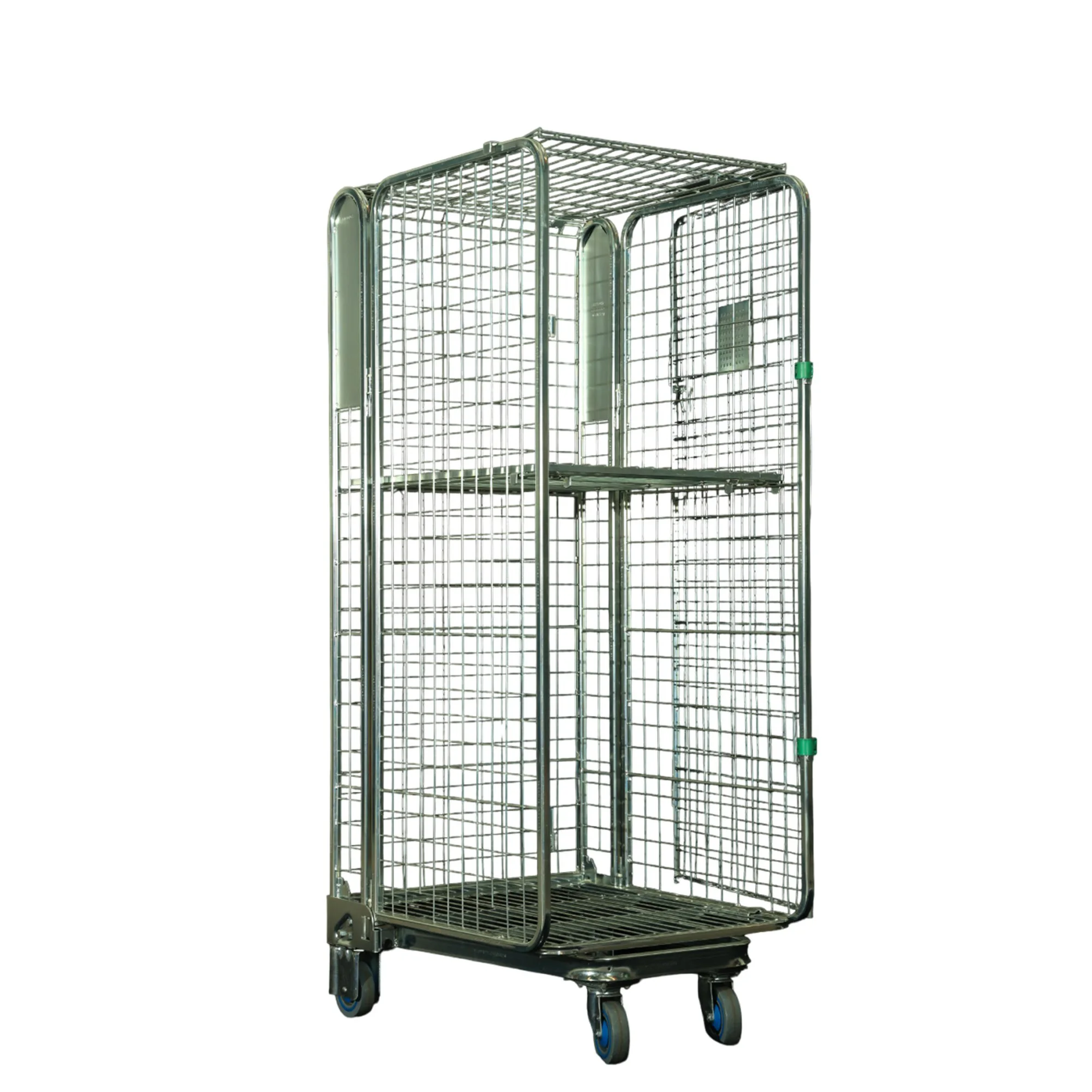 BHK08 Stout Multiduty 2 Doors Metal Trolley Warehouse Storage Mesh Roll Cage trolley cage