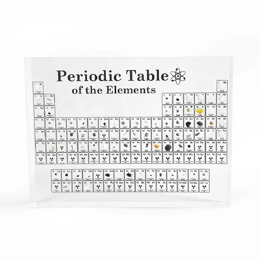 Customized New brand 3D Science Creative Chemical Periodic Table With LED Base Gift Box Science Lovers Acrylic Periodic Table