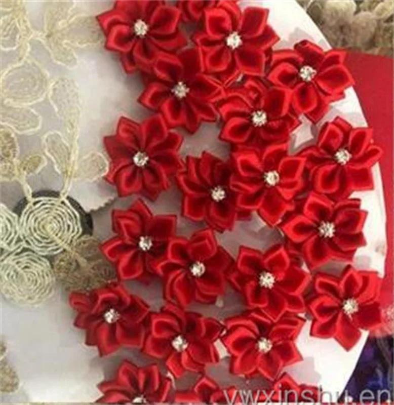 3CM Cute Handmade Flowers Small Satin Ribbon Lingerie Bows Garment Accessories