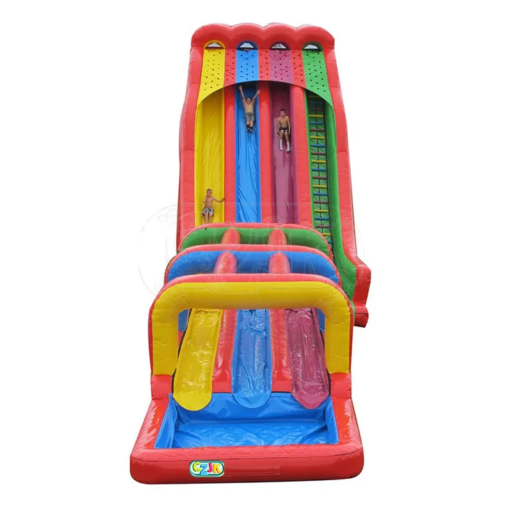 outdoor kid triple lindy high giant inflatable bouncer racer 16 ft water slip and slide for kid sale