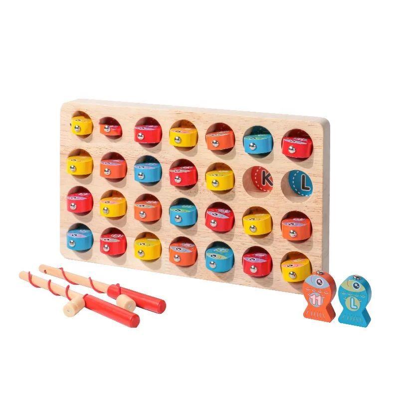 Eurolucky Kids Magnetic Fishing Game Educational Toys ABC Alphabet Color Sorting Puzzle Montessori Letter Cognition Wooden Toys