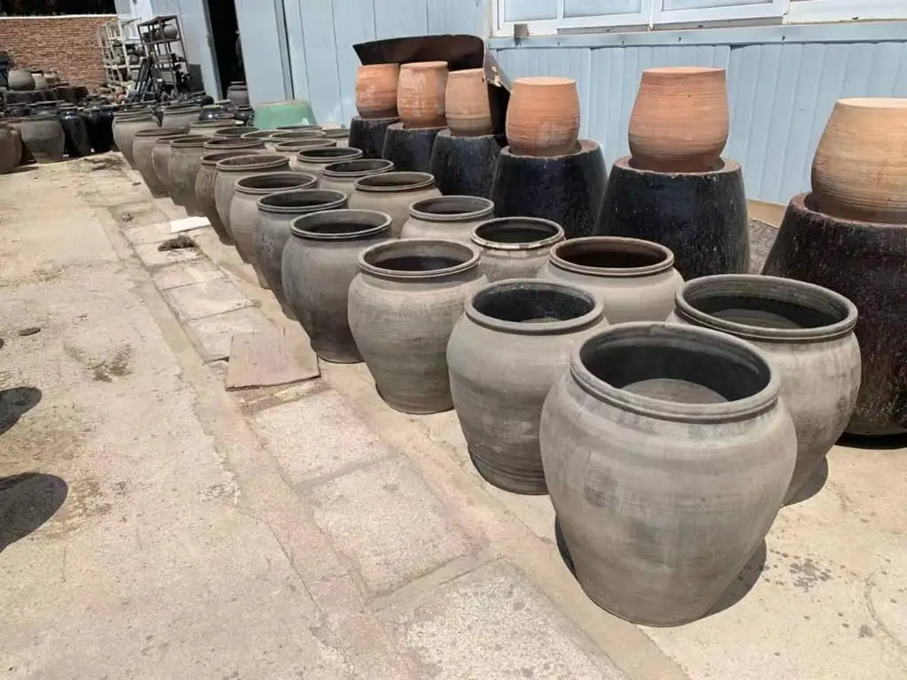 chinese antique pottery pots old original shanxi flower pots grey clay pots with ears