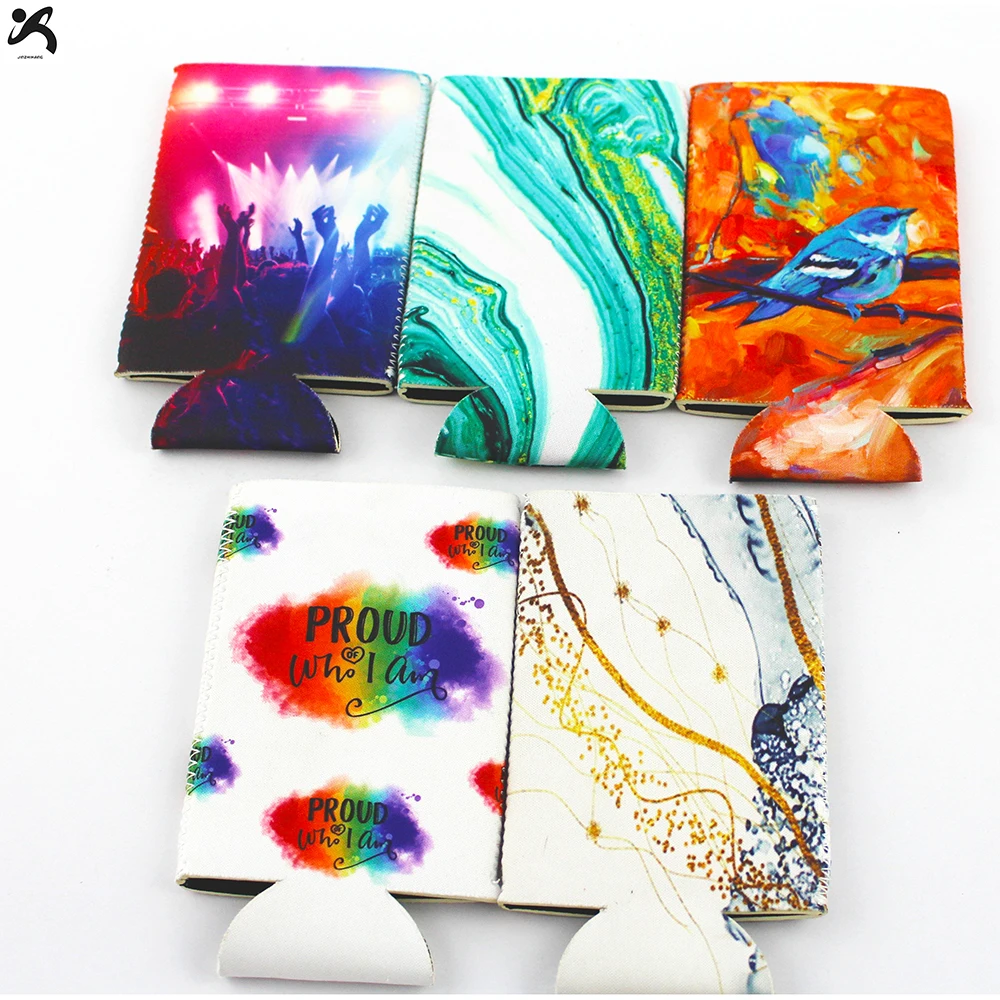 Collapsible stubby holder Neoprene Slim Beer Can Cooler Sleeves Insulated Stubby Holder for Slim Cans Fit 12 oz Cans