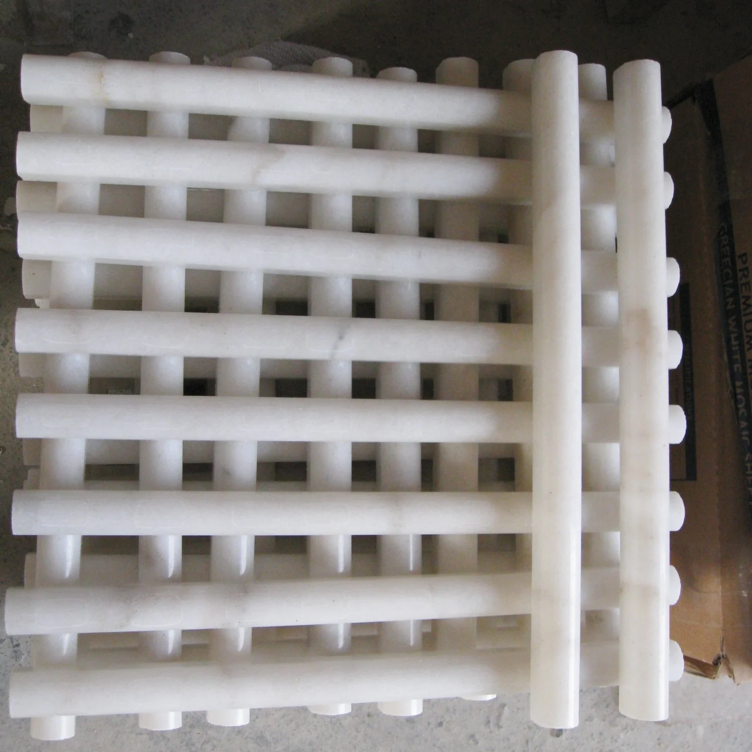 Fluted Marble Tiles Pencil White Marble Skirting Stone Shower Mosaic Wall Tiles