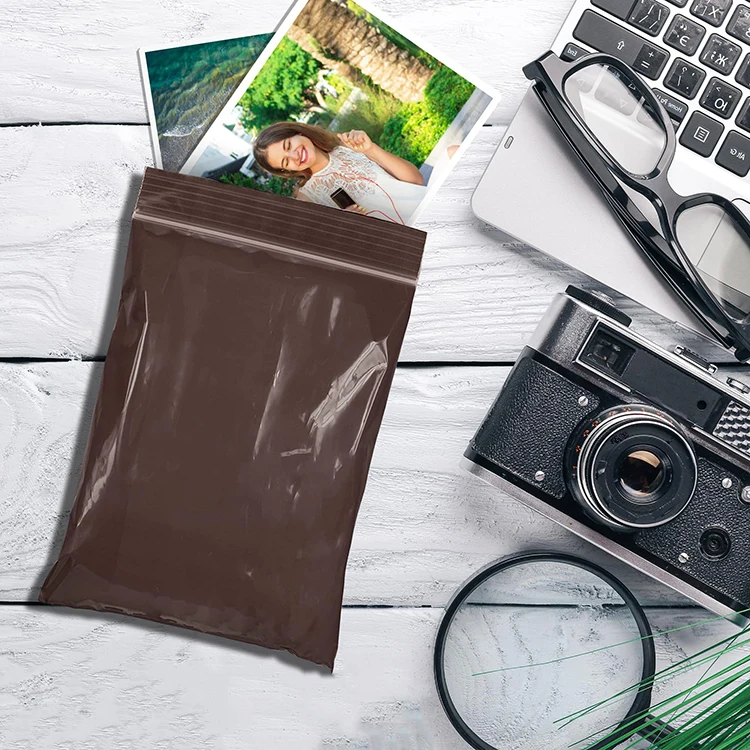 Water-Resistant Polyethylene Brown Poly Amber UV Protection Zipper Reclosable Plastic Poly Bags