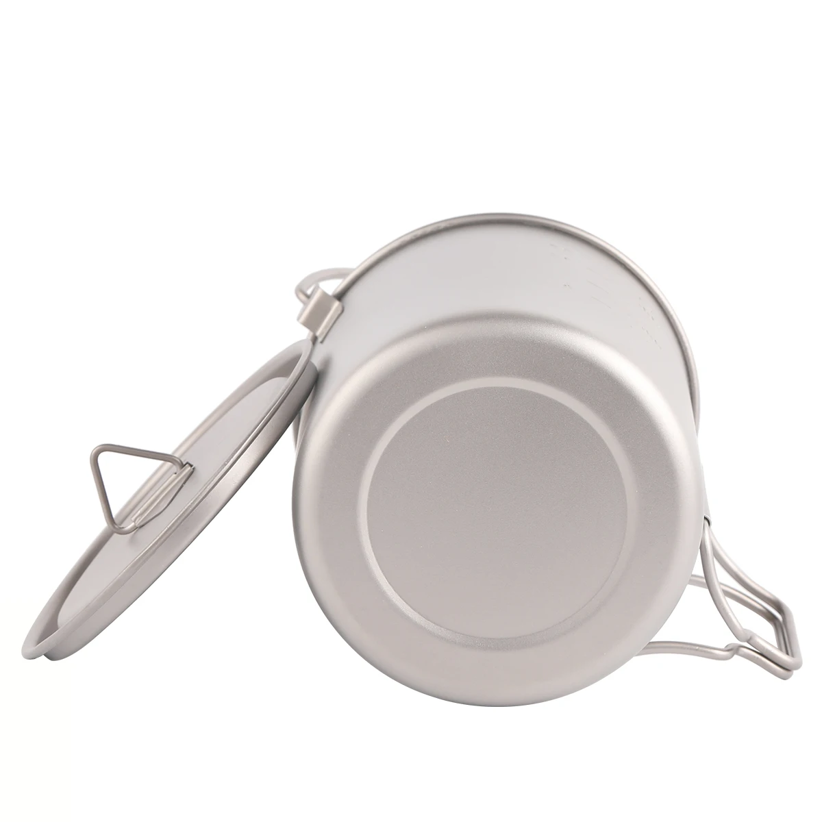 2 Pieces set Titanium Pot Lightweight Titanium 750ml Pot with Folding Spork Water Cup for Outdoor Camping Hiking Backpacking