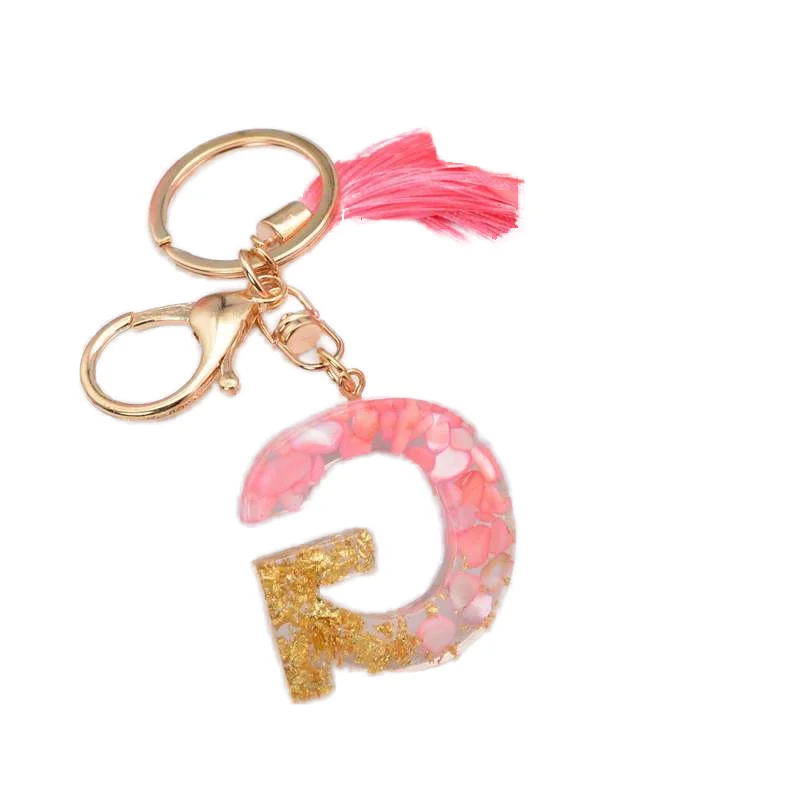 Pink Tassel Letter Keychain Epoxy Letter Pendant Fashion Bag Pendant Gift Keychains