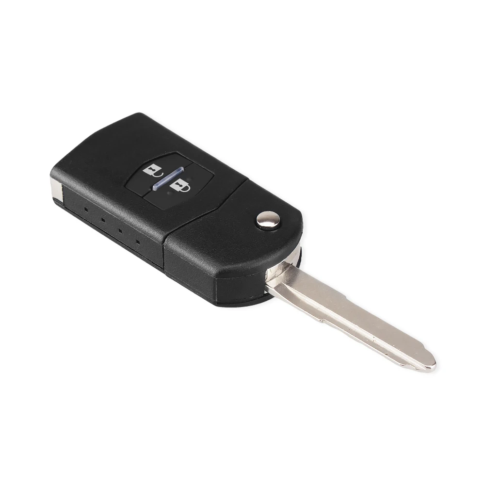 
KEYYOU 2 Button Remote Key Fob Shell Case Folding Flip With Uncut Blade For Mazda 3 5 6 
