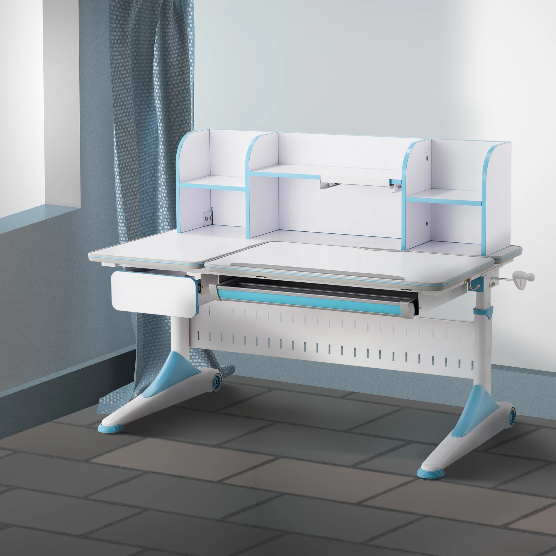 Reading Table 2 Options Materials Multi-functional Ergonomics Adjustable Study Table with Cabinet Children