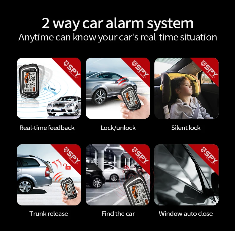 Sell Like Hot Cakes Remote Starter SPY Two  Way Car Alarm With 2 LCD Pagers Big Screen, accept OEM order