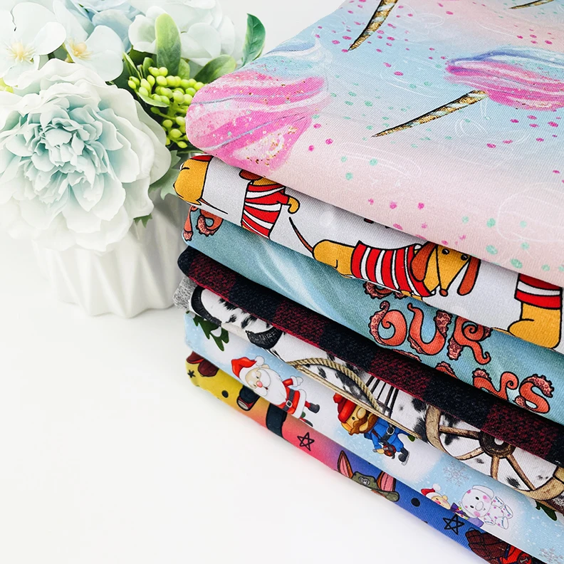 95% Cotton 5% Lycra Custom Animal Floral Patterns Digital printed Organic Cotton lycra fabric for kids