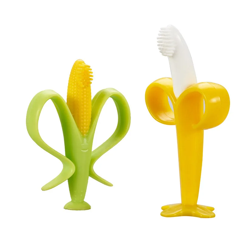 Unisex Corn Shape Food Grade Silicone Baby Teething Toys Infant Soothing Toothbrush BPA Free Super soft BabyTeether