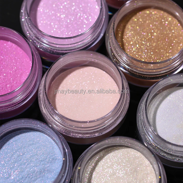 Private Label Glow Sparking Clap Powder Luxury Glitter Face Loose Powder 10 Colors Instant Retouch Body Glaze Highlighter Powder