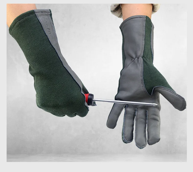 SONICE Nomex Flight Gloves Leather Work Gloves for Men Soft Durable Sheep Skin Leather Driving Flying Hunting Gloves