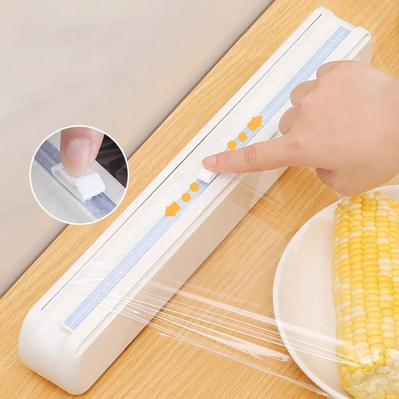 Professional Plastic Wrap Cutter Food Freshness Cling Film Cutter Plastic Wrap Dispenser With Slide Cutter