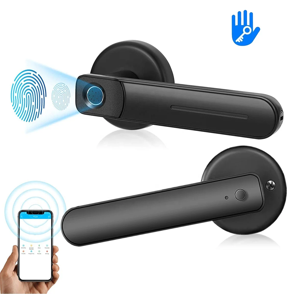 Mechanical Entry Door Lock Smart Unlocking Fingerprint Handle Biometric Lock Door For Hotel