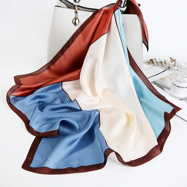 Fashion Printed Silk Scarf Elegant Kerchief Silk Feeling Hijab Scarf For Women Square Shawls 70*70cm Bandana Head Neck Scarfs