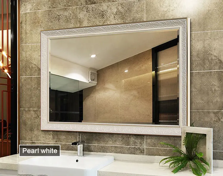 Waterproof European Style Framed Bedroom Wall Mirrors Decorative Silver Large mirrors