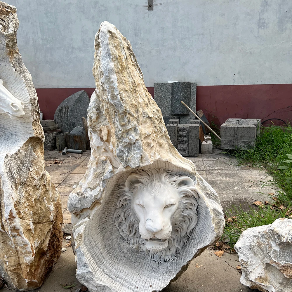 Пользовательские мраморная скульптура резной камень мраморные животные статуи льва