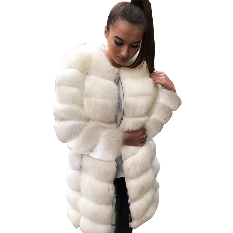 Wholesale Fashion Long Ladies Winter Coats Fake Fur Coat Women Faux Fox Fur Jacket Coats