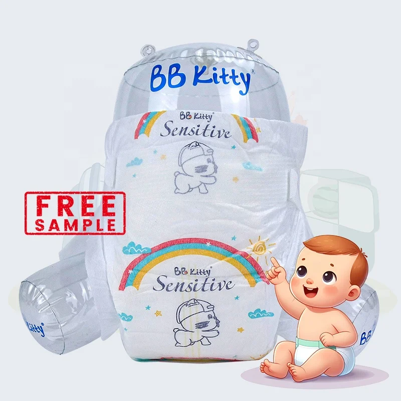 BB Kitty Sensitive Babies Nappies Elastic Waist Antibacterial Layer Baby Diaper Manufacturers In China