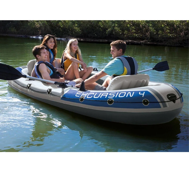 B07 Intex 68324 Excursion inflatable fishing kayak boat Inflatable 4 Persons rafting boat with Paddles&pump