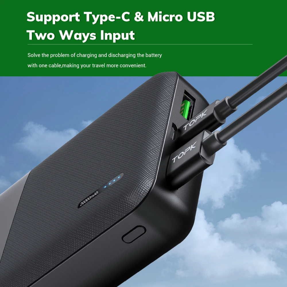 
TOPK I2009 Power Bank 20000mAh Dual USB Portable Mobile PowerBanks 