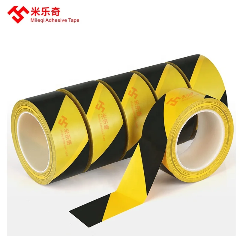 
Mileqi Chinese manufacturer single and double color PVC floor marking barrier safety caution warning tape 