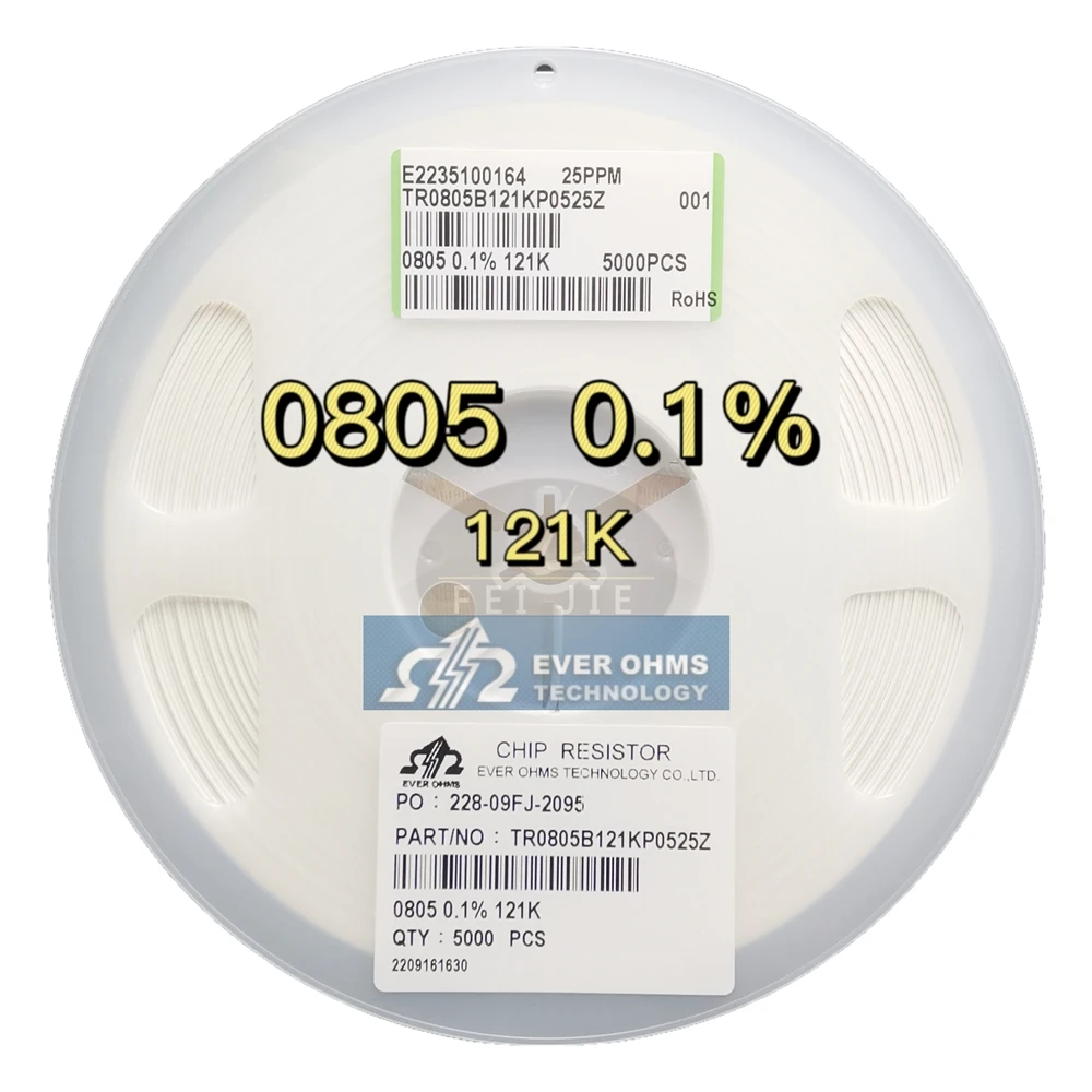 Тонкопленочный прецизионный RESISTOR0805-121K 0.1% 25PPMTR0805B121KP0525Z