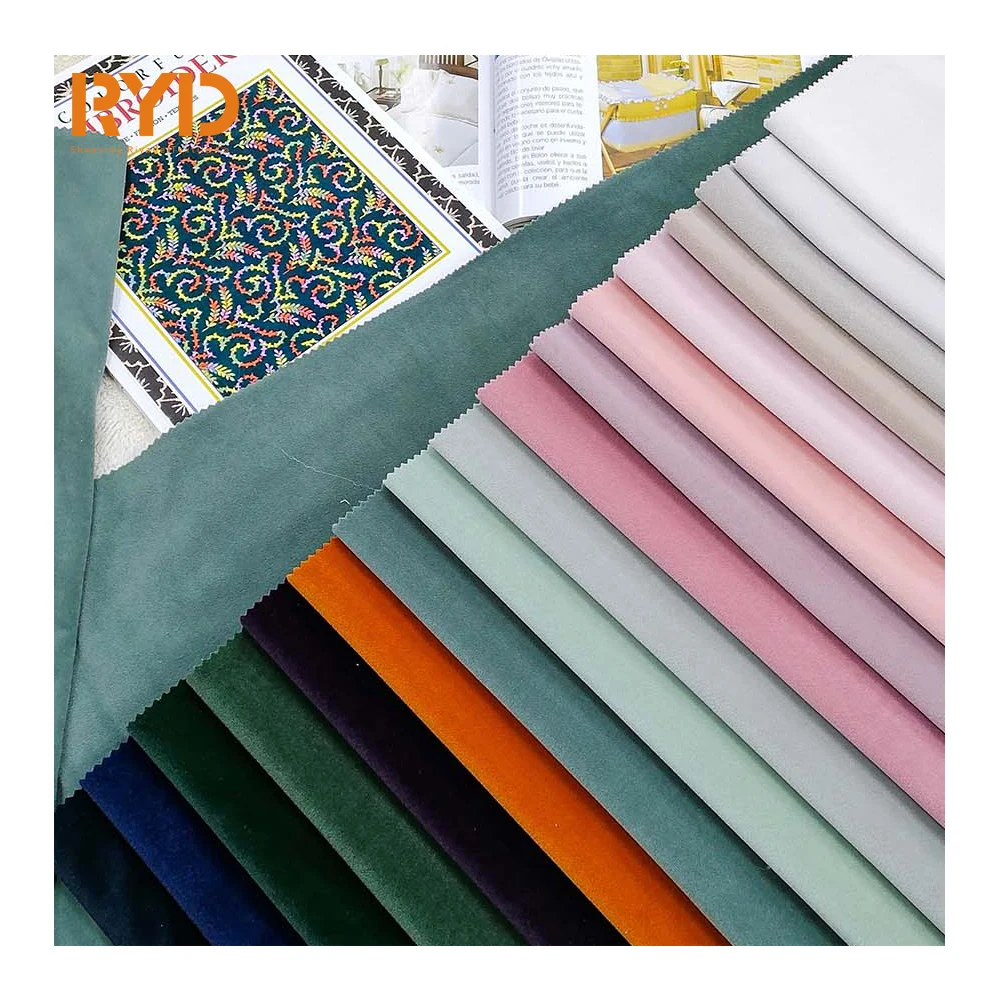 Home Textile Plain Mosha Velvet for Sofa 100%polyester fabric loop backing