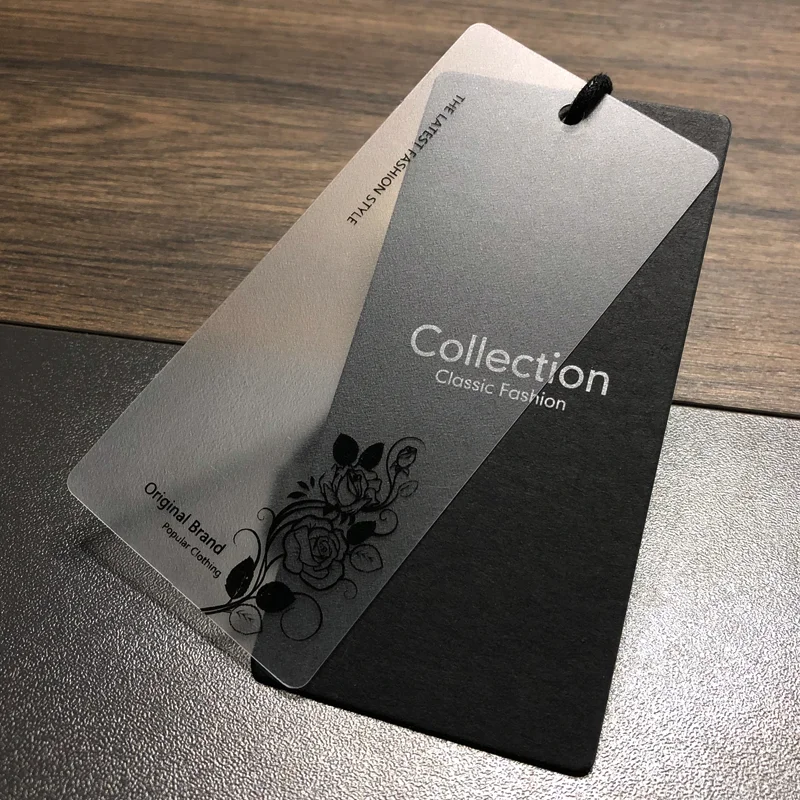 Luxury Custom New Label Design Black Cardboard Paper Clothing Hang Tags Garment Tags With String For Jeans Manufacture