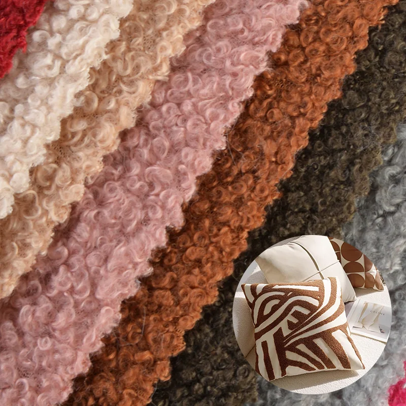 Wholesale Price Solid Color, Recycled Teddy Faux Fur Cashmere Berber Teddy Fleece Boucle Curly Plush Fabric/