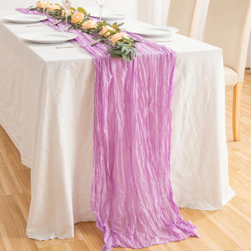 Colors 71inch long Cheese Cloth Boho Gauze Table Runner for Wedding Birthday Holiday Party Rustic Sheer Table Decorations