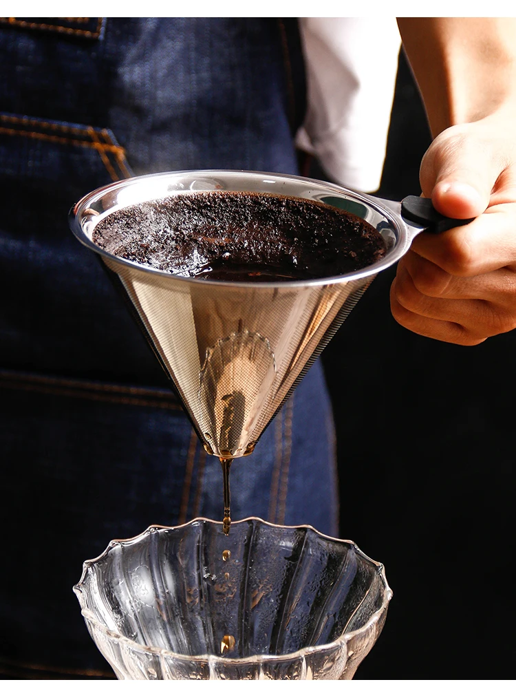 Strainer Business Metal Mesh Tools Layer Coffee Tea Drip Cone Coffee Filter Stainless Steel Cartridge Filter
