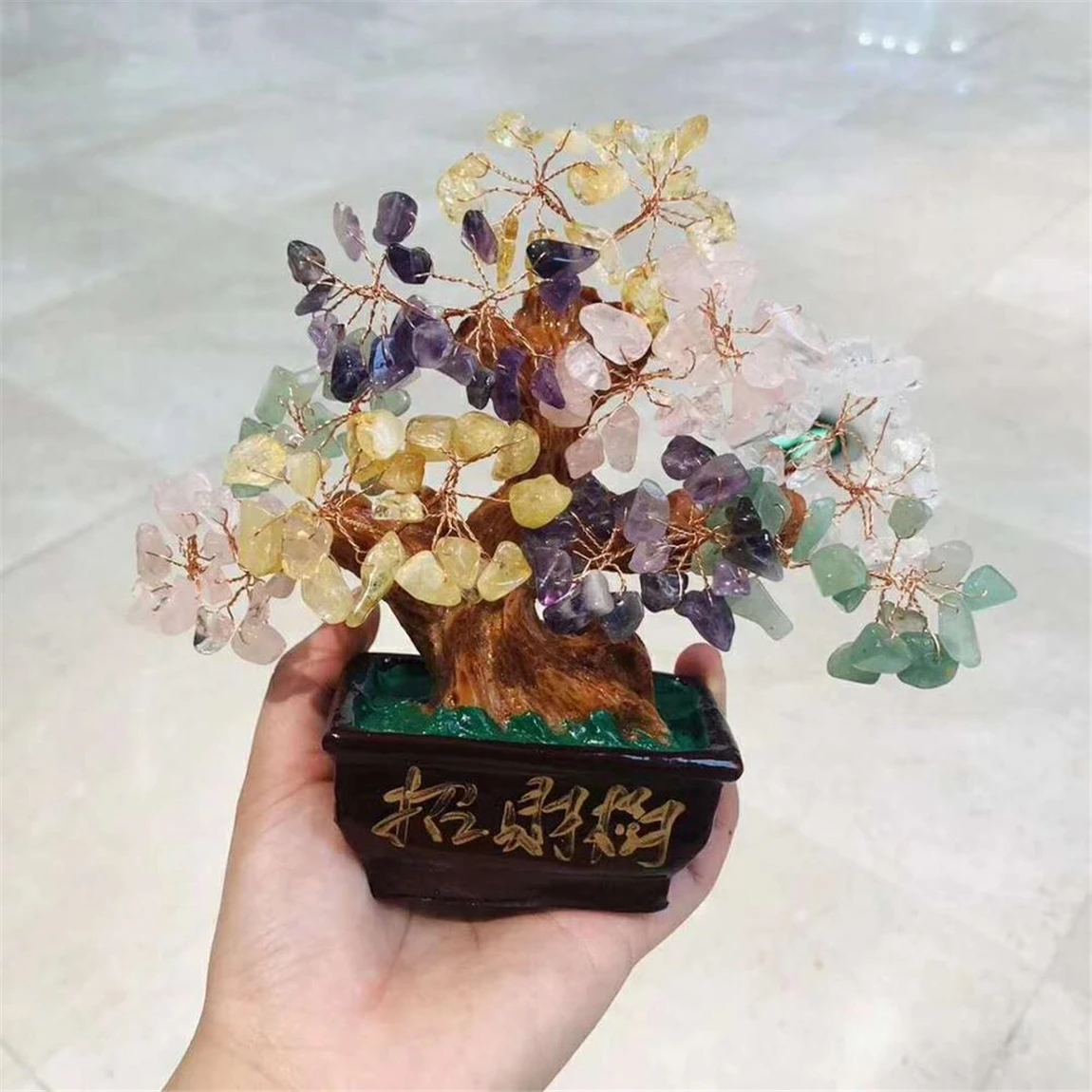 Hot Sale Natural Quartz Stone Money Tree Lucky Crystal Stone Home Furnishing christmas tree quartz