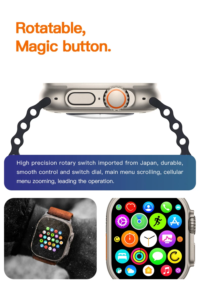 long standby with wireless charging 1.99 inch HD large screen watch band hands free voice assistant smart watches