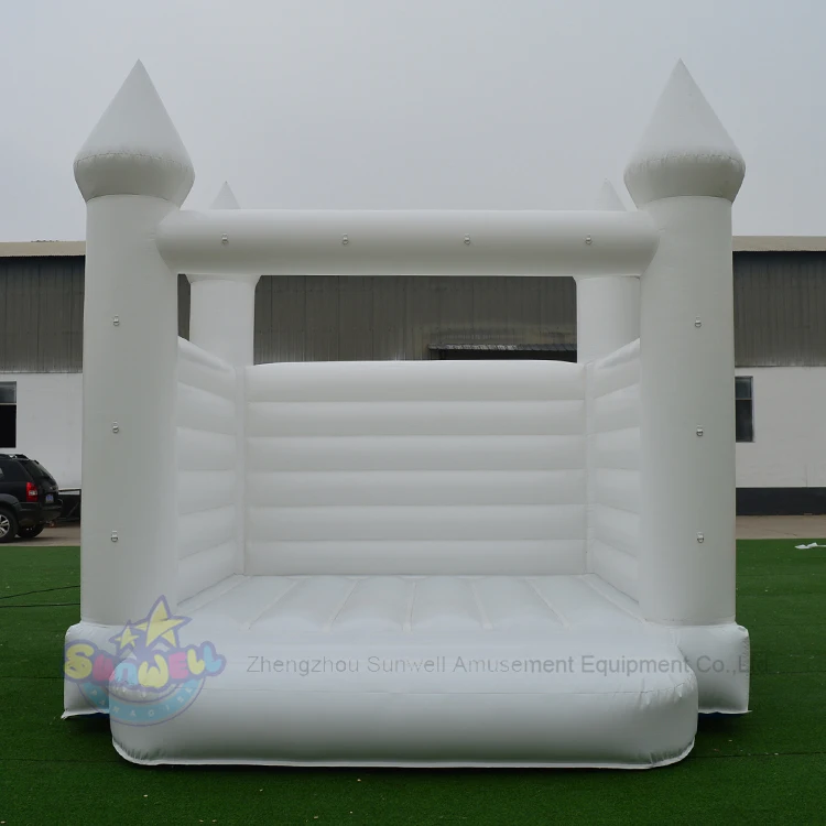 Pretty mini white wedding indoor outdoor white inflatable castle bounce house jumping trampoline for event